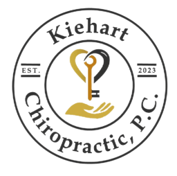 Kiehart Chiropractic Logo depicting key, heart, and hands. Established 2023 visible on logo. 